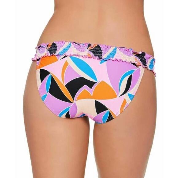 Salt & Cove Retro Print Smocked Hipster Bikini Bottom - M - Picture 6 of 6